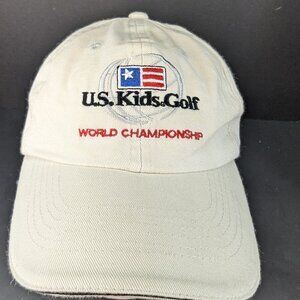 U.S. Kids Golf Emb Logo World Championship White Adjustable Strap Back Cap Hat
